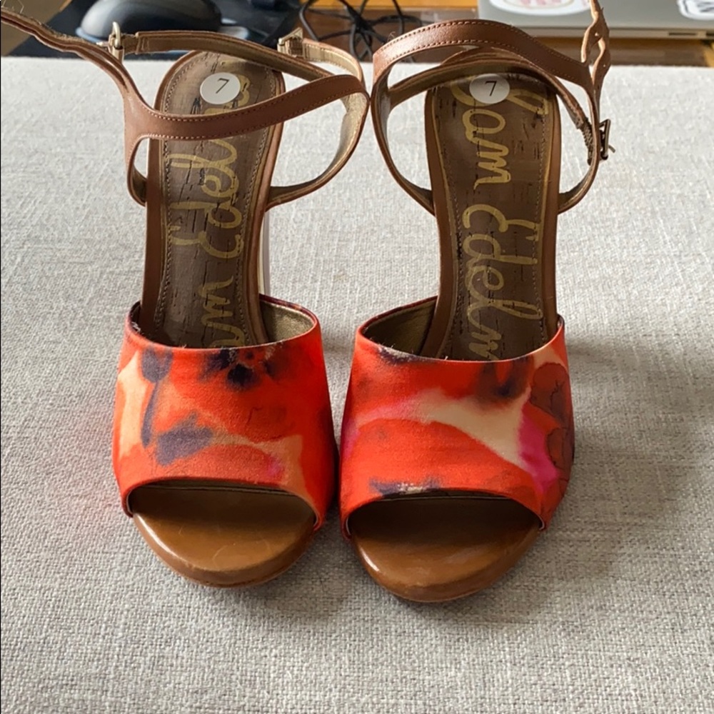 Sam Edelman Floral Leather Heels